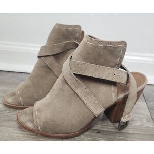 Frye Women's Sz. 7.5 Dani Pickstitch Shield Heeled Sandals In Ash